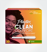 Box of Playtex Clean Comfort Super Tampons, 30ct