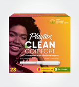 Box of Playtex Clean Comfort Tampons, Multipack of Regular and Super Tampons, 28ct