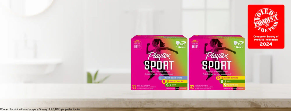 Playtex SPORT Tampons Regular Absorbency, White, Unscented, 48 Ct, 3 BOXES